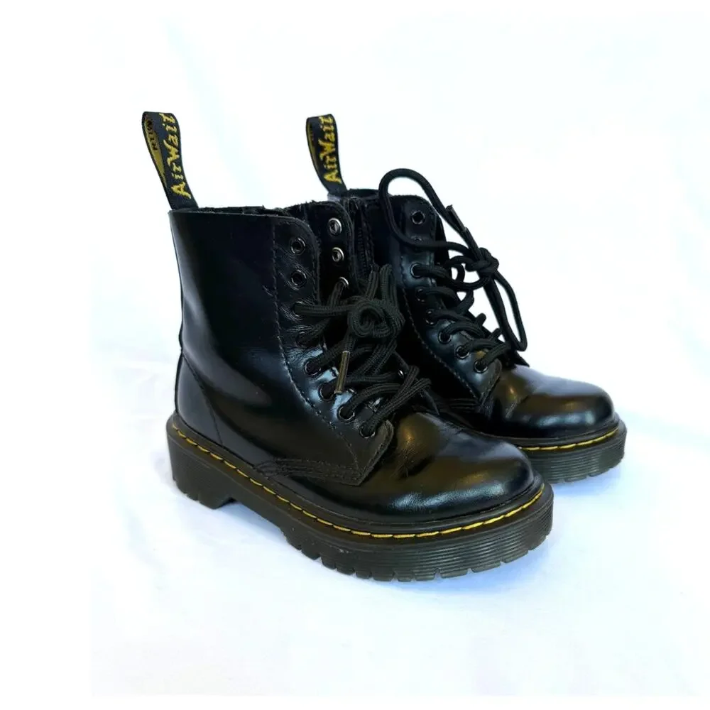 Junior 1460 Pascal Bex Dr. Martens Boots, Black Patent Leather, Toddler, Kid, 11
